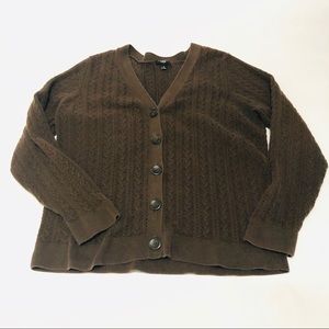 Talbots Petites Brown V-Neck Cardigan XL Button Up
